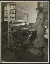 New York Association for the Blind, Interior, Girl at Warping Loom.