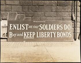 Street Scenes, etc. Showing Displays of Liberty Loan Posters during World War I [Liberty Loan billboard.]