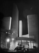 [Night view of Gas Industries building, New York World's Fair.]