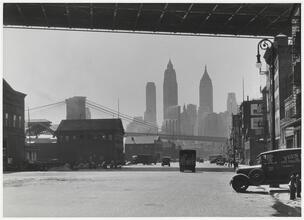 Downtown buildings framed from South Street.