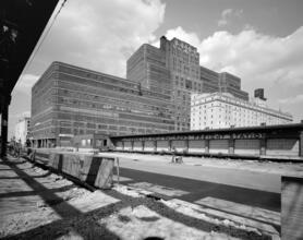[Starrett-Lehigh Building and old Baltimore and Ohio Railroad freight station.]
