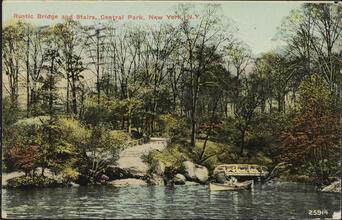Rustic Bridge and Stairs, Central Park, New York, N. Y.