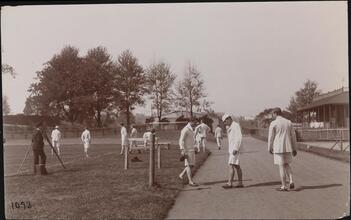 Sports, Field Sports, Oxford & Cambridge Training at B[erkeley] Oval.