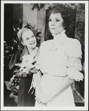 [Marta Eggerth and Diana Rigg in a dress rehearsal for "Colette".]