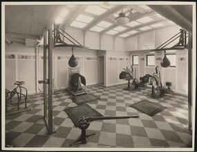 French Line, S.S. "De Grasse" Pier 57 N.R. Interior, Gymnasium, Cabin Class.