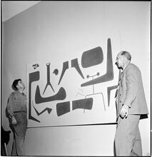 Museum of Modern Art [Staff members and art installations.]