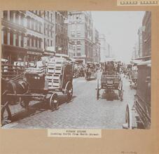 Traffic on Hudson St. N.Y. [Hudson Street Looking North from Worth Street.]