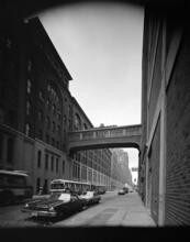 [Footbridge connecting old Nabisco bakery building to 447 West 14th Street.]