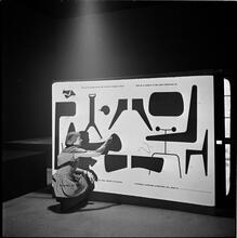 Museum of Modern Art [Staff members and art installations.]
