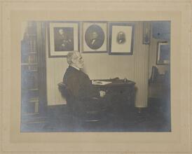 Silhouette portrait of Andrew H. Green (seated at desk)