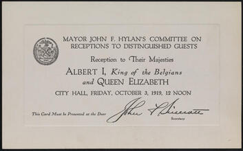 Reception to Their Majesties Albert I, King of the Belgians and Queen Elizabeth