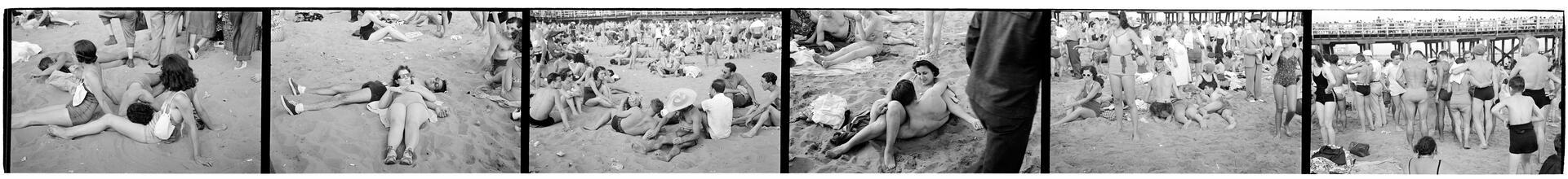 [Coney Island beach scenes.]