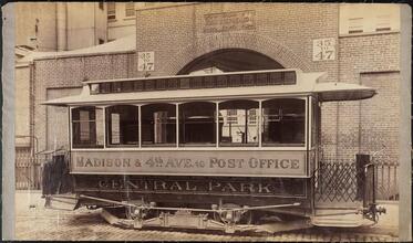 Electric Cars [Madison & 4th Avenue to Post Office, Central Park No. 19 streetcar with Thomson-Houston motor.]
