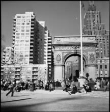 [Washington Square Arch with 2 Fifth Avenue and 1 Fifth Avenue in the background.]
