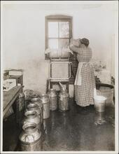 [Woman pasteurizing milk.]