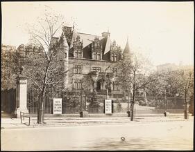 Street Scenes, etc. Showing Displays of Liberty Loan Posters during World War I [Liberty Loan signs on a fence at Riverside Drive and 73rd Street.]