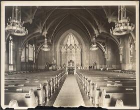 [Interior of unidentified church, view toward chancel.]