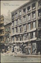 New York. Fire on Park Place in Winter.