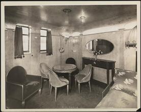 French Line, S.S. "Paris", Interior, Suite de Luxe #76 Sitting Room.