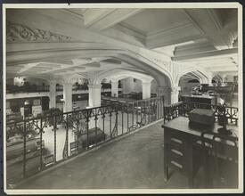 Gotham National Bank, 59th Street & Columbus Circle, Interior of Bank from Mezzanine Floor Showing Bank Floor.