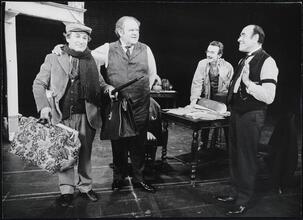[David Margulies as Imre Laszlo, Jack Weston as Dietrich Merkenschrift, Michael Connolly as Pepi Lubauer, and Joseph Leon as Freitag in "Break a Leg".]