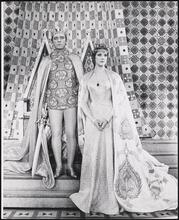 [Richard Burton as Arthur and Julie Andrews as Guenevere in Act 1, Scene 2 of "Camelot".]