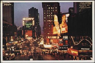[Times Square at night.]