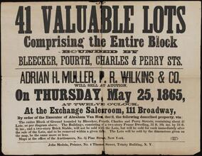 41 Valuable Lots Comprising the Entire Block Bounded By Bleecker, Fourth, Charles, & Perry Sts.