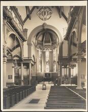 [Interior of unidentified church, view toward chancel.]