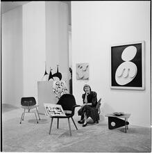 Museum of Modern Art [Staff members and art installations.]