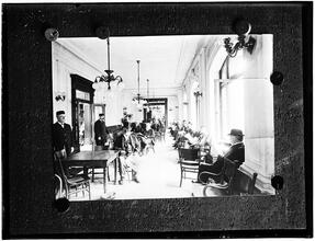 Interior -- reading room in Mills House no. 1.