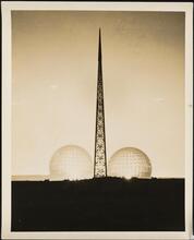 [New York World's Fair. Theme Center, Perisphere and Trylon. Double exposure.]