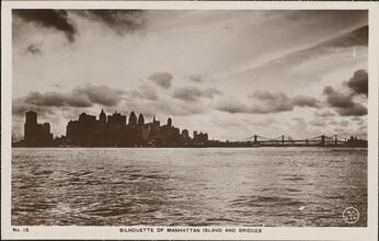 Silhouette of Manhattan Island and Bridges