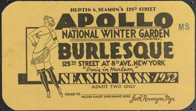 Season pass to Apollos and National Winter Garden Combined Burlesque.