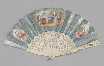 Folding fan of printed paper