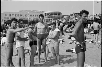 [People at Coney Island beach.]