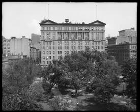 Washington Square. New York University building, view from Washington Square arch.