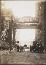 [Collapsed building, after a fire.]