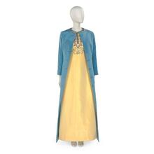 Ensemble comprising ball gown and coat