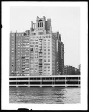 10 Gracie Square. Apartment building, view from East River looking west.