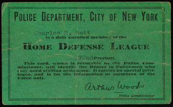 Police Department, City of New York. Home Defense League