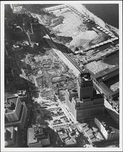 [Aerial view of World Trade Center under construction.]