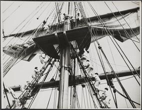 [Sailors climbing up to the mast.]