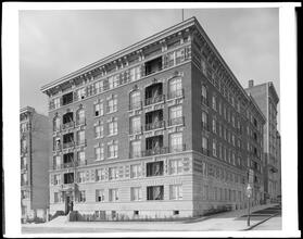116th Street at the S.W. corner of Morningside Avenue. Apartment house.