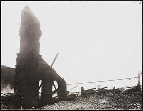 [Building in ruins after a fire.]