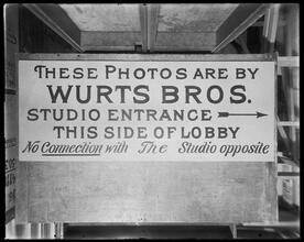 [Wurts Bros. studio entrance sign. 1328 Broadway.]