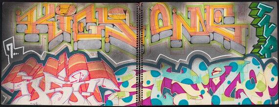 [Page in sketchbook belonging to Kies TNR.]