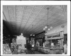 Westchester Avenue at the corner of Simpson Street. Riker's Drug Store interior.