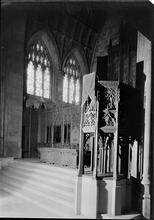 [First] Presbyterian Church. Pulpit and window.