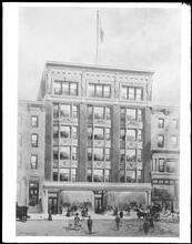 West 33rd Street. Office Building, watercolor rendering by Hughson Hawley.